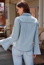 Load image into Gallery viewer, Button Front Flare Sleeve Denim Top