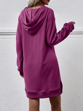 Load image into Gallery viewer, Slit Long Sleeve Hooded Dress with Pocket