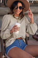 Load image into Gallery viewer, Round Neck Balloon Sleeve Blouse
