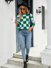 Load image into Gallery viewer, Checkered Round Neck Sweater