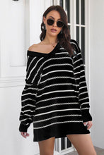 Load image into Gallery viewer, Striped V-Neck Sweater Dress
