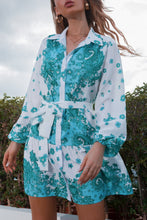 Load image into Gallery viewer, Floral  Waist Shirt Dress