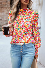 Load image into Gallery viewer, Floral Smocked Lantern Sleeve Blouse
