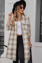 Load image into Gallery viewer, Double Take Plaid Button-Up Longline Shacket with Breast Pockets