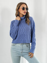 Load image into Gallery viewer, Turtleneck Dropped Shoulder Sweater