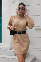 Load image into Gallery viewer, Ribbed Turtle Neck Long Sleeve Mini Sweater Dress