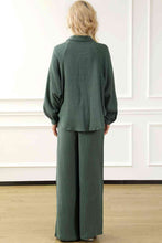 Load image into Gallery viewer, Collared Neck Top and Drawstring Pants Set