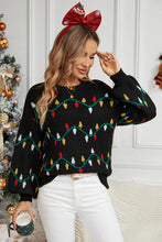 Load image into Gallery viewer, Round Neck Pattern Lantern Sleeve Sweater