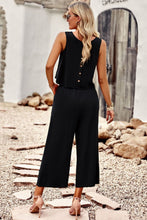 Load image into Gallery viewer, Buttoned Round Neck Tank and Wide Leg Pants Set