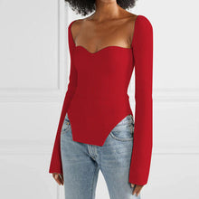 Load image into Gallery viewer, Sweetheart Neck Long Sleeve Knit Top