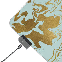 Load image into Gallery viewer, Turquoise &amp; Gold Swirl Design LED Gaming Mouse Pad