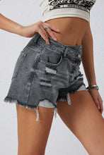 Load image into Gallery viewer, Asymmetrical Distressed Denim Shorts