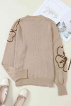 Load image into Gallery viewer, Floral Round Neck Drop Shoulder Sweater