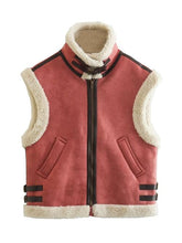 Load image into Gallery viewer, Contrast Zip Up Fleece Vest