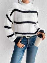 Load image into Gallery viewer, Striped Mock Neck Sweater