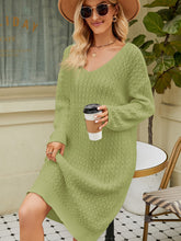 Load image into Gallery viewer, V-Neck Long Sleeve Sweater Dress