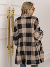 Load image into Gallery viewer, Plaid Collared Neck Longline Coat
