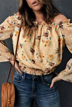 Load image into Gallery viewer, Floral Off-Shoulder Ruffle Hem Top