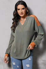 Load image into Gallery viewer, Striped Notched Long Sleeve Blouse