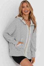 Load image into Gallery viewer, Zip Up Long Sleeve Drawstring Hoodie