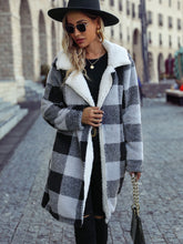 Load image into Gallery viewer, Plaid Open Front Coat with Pockets