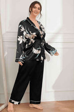 Load image into Gallery viewer, Plus Size Floral Belted Robe and Pants Pajama Set