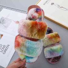 Load image into Gallery viewer, Faux Fur Open Toe Slippers