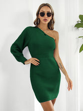 Load image into Gallery viewer, One-Shoulder Mini Sweater Dress