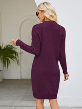 Load image into Gallery viewer, Cable-Knit V-Neck Mini Sweater Dress
