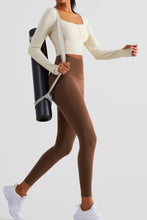 Load image into Gallery viewer, Scoop Neck Thumbhole Sleeve Cropped Sports Top