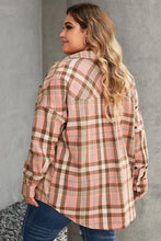 Load image into Gallery viewer, Plus Size Plaid Button Up Collared Neck Shirt