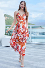 Load image into Gallery viewer, Printed V-Neck Spaghetti Straps Slit Midi Dress