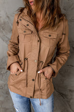 Load image into Gallery viewer, Drawstring Waist Hooded Jacket with Pockets
