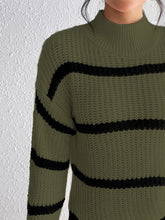 Load image into Gallery viewer, Striped Mock Neck Sweater