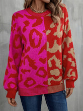 Load image into Gallery viewer, Leopard Round Neck Long Sleeve Sweater