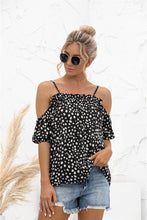 Load image into Gallery viewer, Printed Cold-Shoulder Frill Trim Blouse