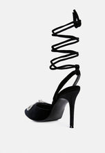 Load image into Gallery viewer, big treat rhinestone embellished lace up sandals-13