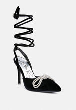Load image into Gallery viewer, big treat rhinestone embellished lace up sandals-12