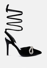 Load image into Gallery viewer, big treat rhinestone embellished lace up sandals-11