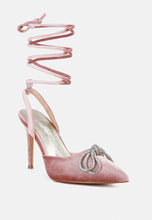 Load image into Gallery viewer, big treat rhinestone embellished lace up sandals-7