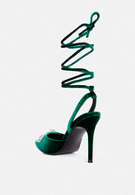Load image into Gallery viewer, big treat rhinestone embellished lace up sandals-3