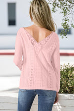 Load image into Gallery viewer, V-Neck Lace Detail Long Sleeve Blouse