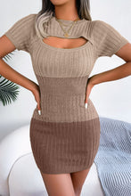 Load image into Gallery viewer, Color Block Cutout Short Sleeve Sweater Dress
