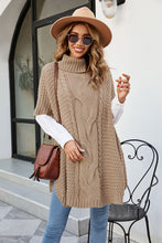 Load image into Gallery viewer, Cable-Knit Turtleneck Slit Sweater