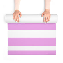 Load image into Gallery viewer, Pink and White Stripped Foam Yoga Mat