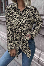 Load image into Gallery viewer, Double Take Leopard Roll-Tap Sleeve Shirt