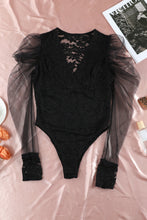 Load image into Gallery viewer, Surplice Neck Long Puff Sleeve Lace Bodysuit