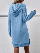 Load image into Gallery viewer, Slit Long Sleeve Hooded Dress with Pocket