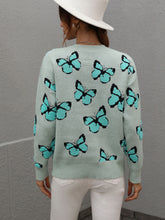 Load image into Gallery viewer, Woven Right Butterfly Dropped Shoulder Crewneck Sweater