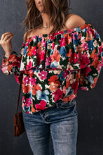 Load image into Gallery viewer, Floral Off-Shoulder Flounce Sleeve Layered Blouse